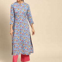 Gerua By Libas Women BlueYellow Ethnic Motifs Printed Kurta-image-88