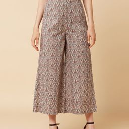 Varanga Women Beige & Brown Printed Flared Palazzos-image-67