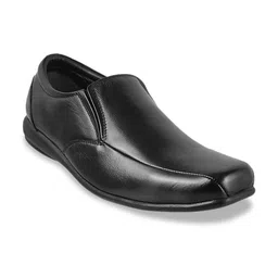 Metro Men Black Solid Leather Slip-On Shoes-image-89