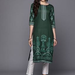 Indo Era Ethnic Motifs Foil Printed Straight Kurta-picture-7