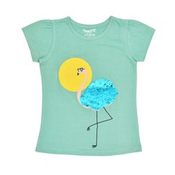 FUNKRAFTS Girls Sea Green  Blue Flip Sequinned Round Neck Pure Cotton T-shirt-21