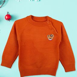 Baby Moo Kids Orange Round Neck Cotton Pullover-31