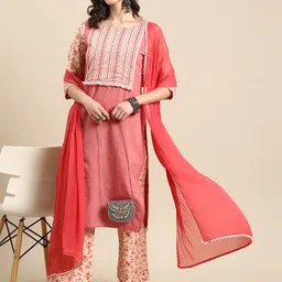 Sangria Floral Regular Thread Work Kurta With Palazzos & Dupatta-picture-19