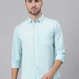 Dennis Lingo Men Blue Slim Fit Pure Cotton Solid Casual Shirt-image-37