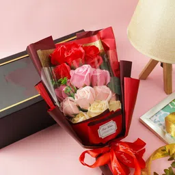 TAYHAA Red & White Rose Flowers Bouquet Gift-11