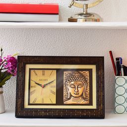 Archies Black Rectangle Solid Analogue Table Clock-28