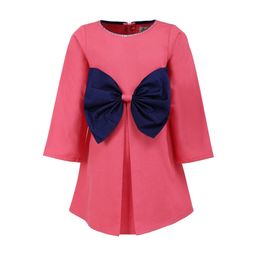 A Little Fable Girls Pink Solid Bow Detail A-Line Dress-image-41