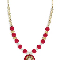 AKSHARA Girls Red Alloy Gold-Plated Handcrafted Necklace-7