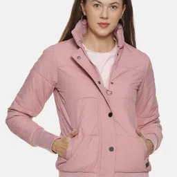 Campus Sutra Women Peach-Coloured Solid Windcheater Padded Jacket-11