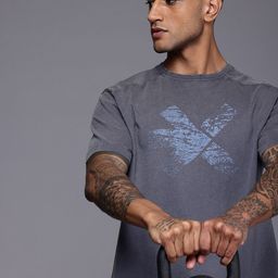 HRX by Hrithik Roshan Irontribe Pure Cotton Brand Logo Washed Relaxed Training T-shirt-picture-55