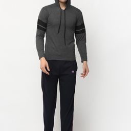 VIMAL JONNEY Men Grey & Black Solid Night suit-image-89