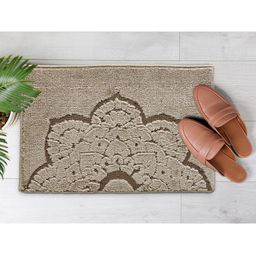 Saral Home Beige Printed Rectangular Anti-Skid Doormat-18