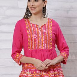 Rangriti Floral Printed Pleated Kurti-picture-51