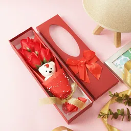 TAYHAA Red & White Teddy & Rose Flowers Bouquet Gift-17