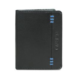 CALFNERO Men Black & Blue Solid Leather Two Fold Wallet-image-127