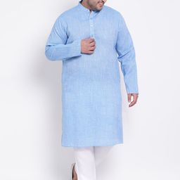 Hangup Men Blue Linen Kurta-picture-19