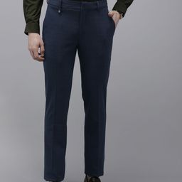 V Dot Men Checked Slim Fit Trousers-image-42