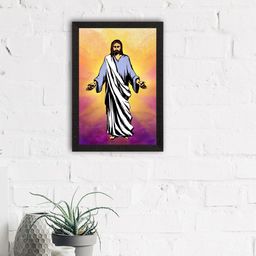 eCraftIndia Yellow & White Jesus Christ Satin Matt Texture UV Art Painting-12