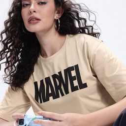 Kook N Keech Marvel Typography Printed Drop-Shoulder Sleeves Pure Cotton Oversized T-shirt-image-58