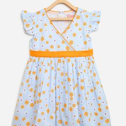 Campana Girls Blue Printed Wrap Dress-picture-11