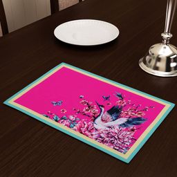 SEJ by Nisha Gupta Pink & Blue Printed Table Placemat-28