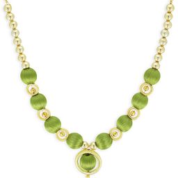 AKSHARA Girls Green Gold-Plated Handcrafted Necklace-picture-16