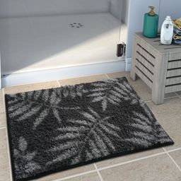 Athom Trendz Grey & Charcoal Black Printed Anti-Skid Bath Rug-17