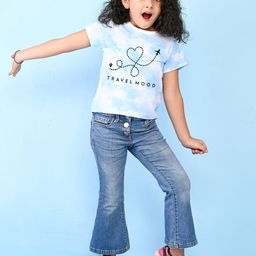NUSYL Girls Typography Dyed T-shirt-image-44