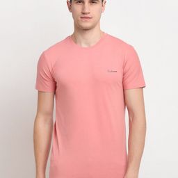 Rodamo Men Peach-Coloured Brand Logo Printed Slim Fit T-shirt-16