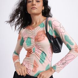 Stylecast X Hersheinbox Ruched Floral Print Top-image-5
