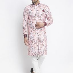 Benstoke Men Pink & Maroon Printed Sherwani with Churidar-image-88