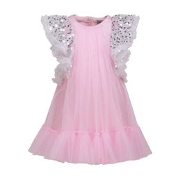 A Little Fable Girls Pink Solid A-Line Dress-image-38
