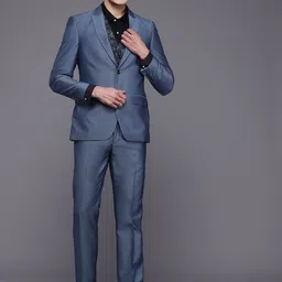 Raymond Party Blazer & Trouser With Woven Design Waistcoat-image-86