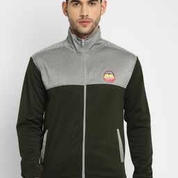 Yuuki Men Olive Green & Grey Colourblocked Sporty Jacket-22