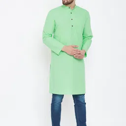 even Men Green Solid Straight Kurta-image-70