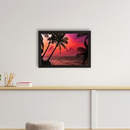 eCraftIndia Black & Orange Beautiful Beach Sunrise View Wall Art-58
