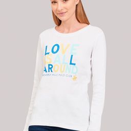 Beverly Hills Polo Club Women White Printed Round Neck T-shirt-image-26
