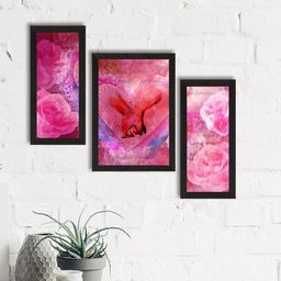 eCraftIndia Set Of 3 Pink & Red Together Forever Valentine Theme Satin Matt Texture UV Wall Art-16