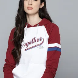 Harvard Women White Printed Hooded Sweatshirt-picture-33