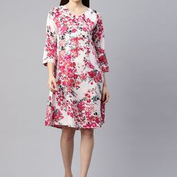 Ives Floral Print Crepe A-Line Dress-image-31