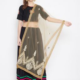 Clora Creation Gold-Toned Embroidered Dupatta-53