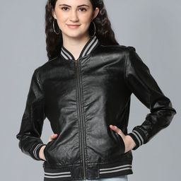 Flying Machine Women Black Solid Varsity Jacket-image-51