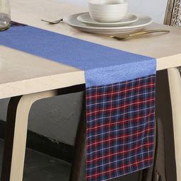 Mezposh Red & Blue Checked 6 Seater Table Runner-41