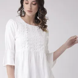 Style Quotient White Lace Detail A-Line Top-20