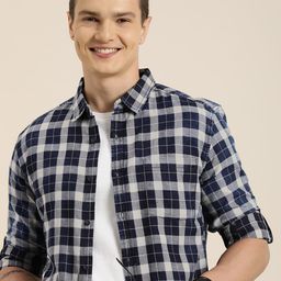 HERE&NOW Pure Cotton Slim Fit Checked Casual Shirt-image-60