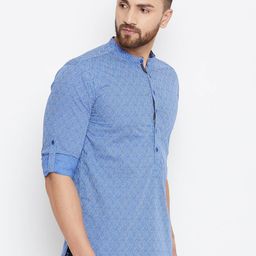 even Men Blue Printed Straight Kurta-image-87