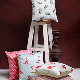 HOSTA HOMES Blue & Pink Set of 5 Quirky Velvet Square Cushion Covers-56