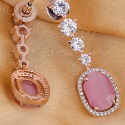 Saraf RS Jewellery Pink Contemporary Drop Earrings-picture-0