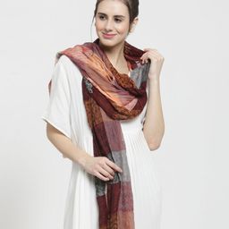 J Style Women Multicoloured Checked Stole-16