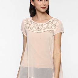 Porsorte Peach-Coloured Embroidered Regular Top-picture-4
